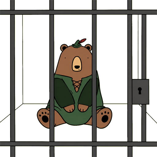 LIL BEAR sitting behind bars