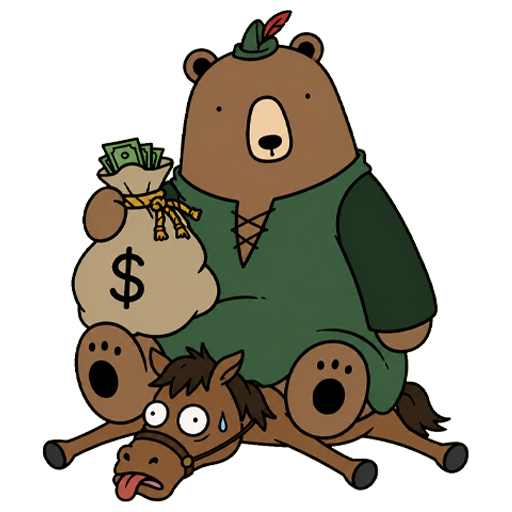 LIL BEAR riding off with a money bag