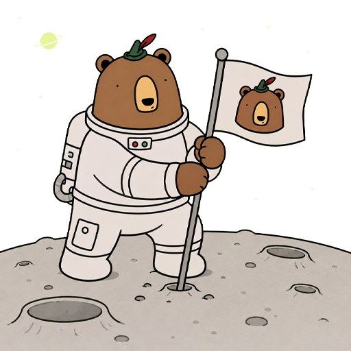 LIL BEAR planting a flag on the moon